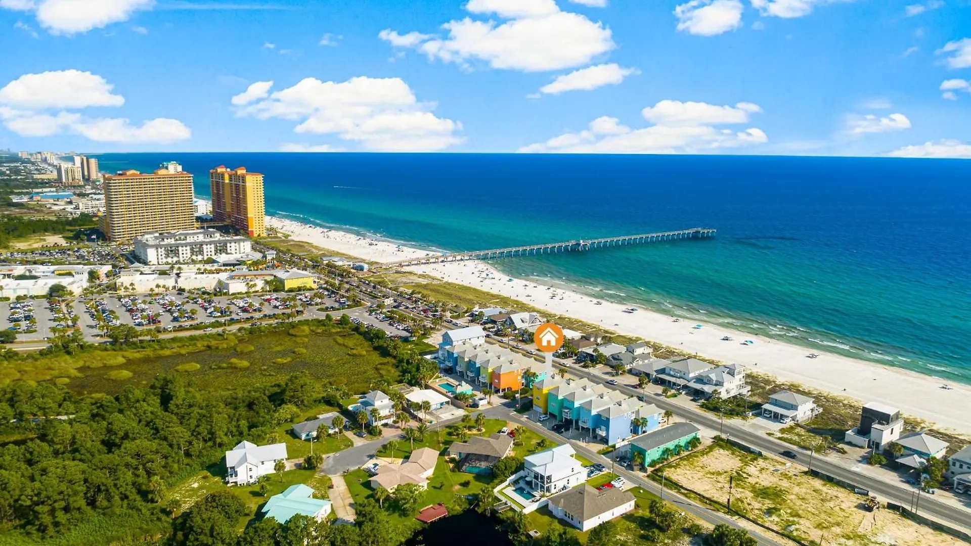 Semesterbostad Colorful Cottage Next To Pier Park W/ Gulf Views And Pool! Panama City Beach